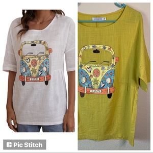 MISSLOOK Hippie Peace Bus Blouse
